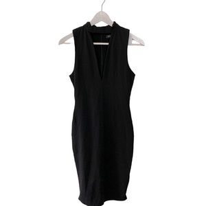 White Fox Sexy Black Plunging V Neck Bodycon Mini Dress Size Small Sleeveless